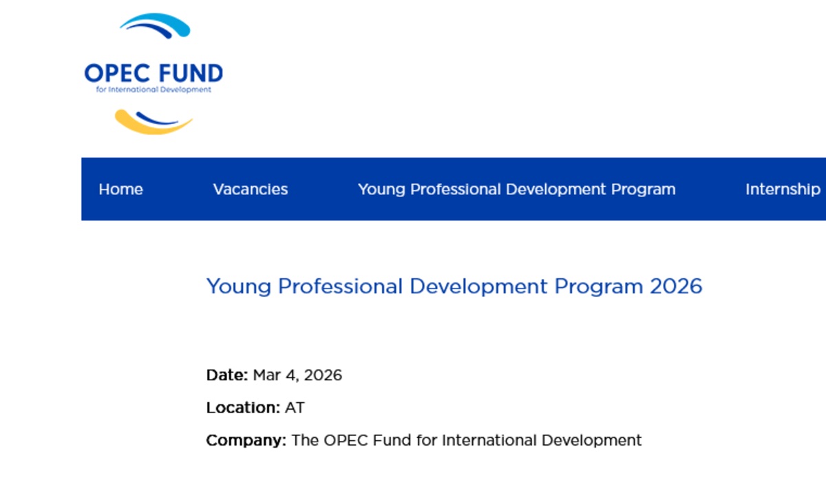 OPEC Fund Young Professional Development Program 2026